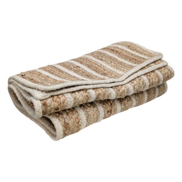 Large Jute Table Runner Brown Tan Cream Woven 80"x15" Heavyweight Farmhouse Chic - Picture 3 of 7